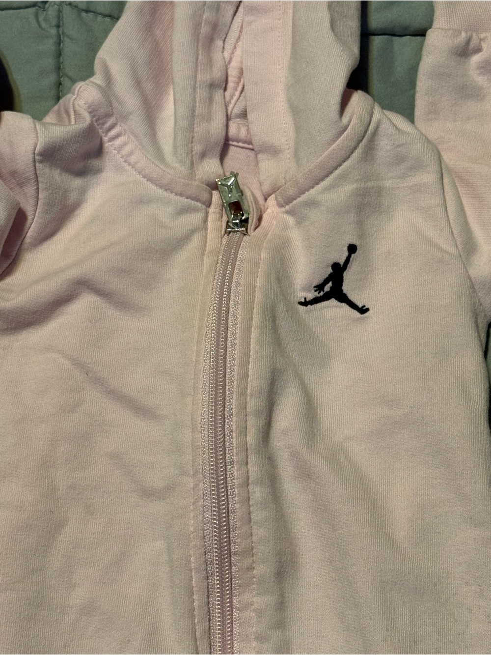 Jordan Baby Pink Zip-Up Hoodie One-Piece with Black Jumpman